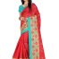 Brithika Chanderi Silk Red Color Saree With Floral Embroidery Work