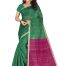 Brithika South Silk Green & VioletRed Color Saree With Printed Work