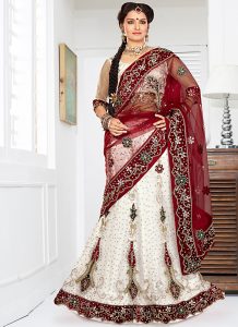 Women's White Pretty Mermaid Cut Lehenga Style by Brthika