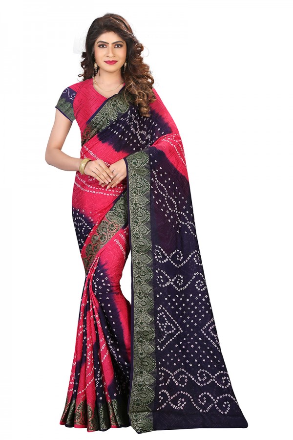 bandhani cotton saree with blouse