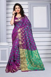 Wine Color Silk Saree with Blouse