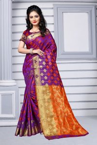 Deep Violet Color Silk Saree with Blouse