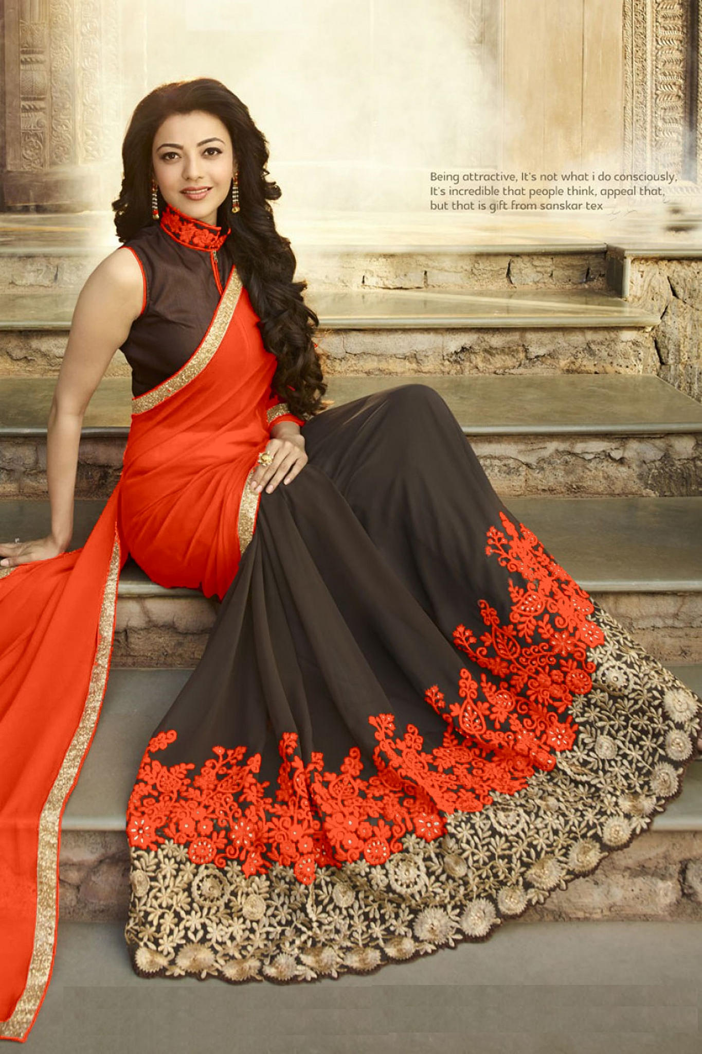 Buy Orange & Black Sarees for Women by FOURLEAF Online | Ajio.com