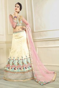 Attractive Silk Off White color Heavy Embroidery Zari Work Lehenga Choli