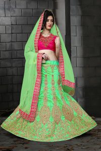 Designer Heavy Embroidery Silk Light Green color Lehenga Choli