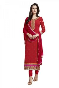 Embroidered Georgette Red Salwar Kameez