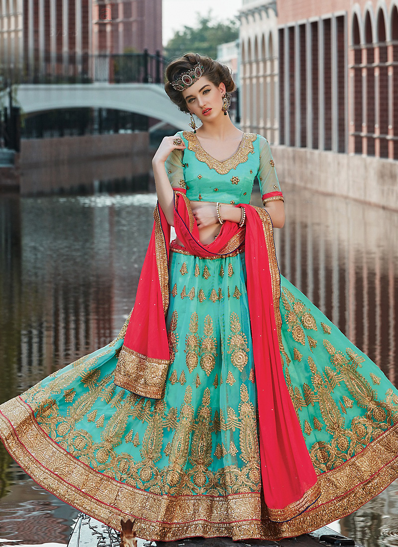 Women's Silk Embroidered, Gota Patti Unstitched Lehenga Material for  Wedding at Rs 1350/piece | Unstitched Embroidered Dress Material in  Chandigarh | ID: 22946389897