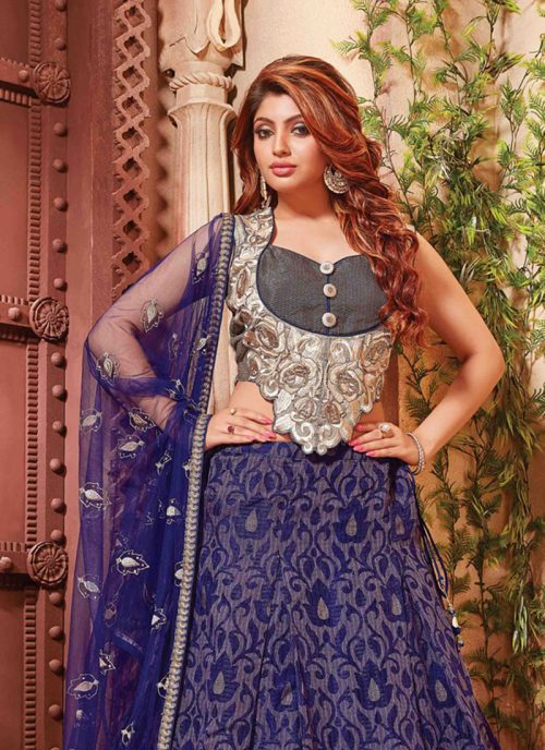 Women's Fancy Fabric and Blue Pretty Circular Lehenga Style by Brthika