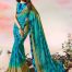 Ethnic Wear Sea Blue Color Georgette Lace Border Saree with Blouse