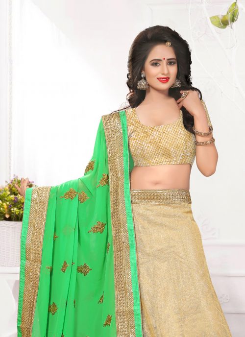 Women's Brown Striking Lehenga Choli With Beads Work by Brthika