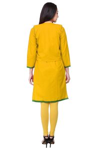 Premium Yellow Cotton Kurti with Embroidered Jacket