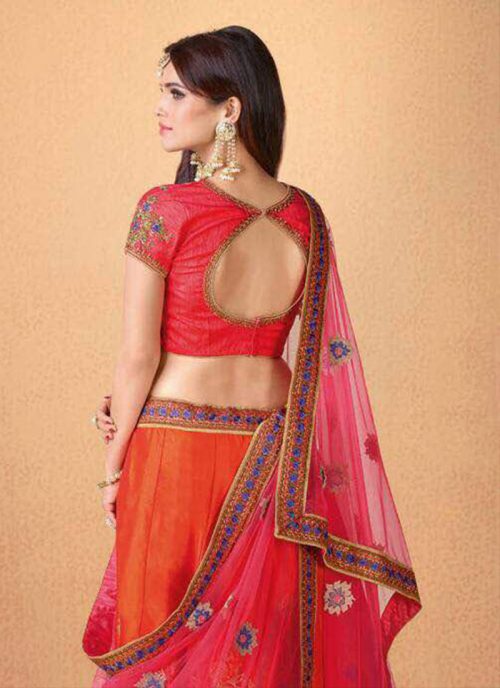 Orange Color Attractive Lehenga Choli With Embroidery Work by Brthika