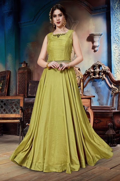 Leamon Soft Silk Khatli & Hand Work with Fancy Pattern Floor Length Gown