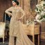 Beige Net Heavy Thread and Zari Work with Diamond Work Salwar Kameez