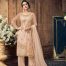 Peach NetHeavy Thread and Zari Work with Diamond Work Salwar Kameez