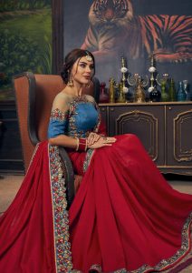 Red Silk Zari Embroidery Work Saree with Blouse