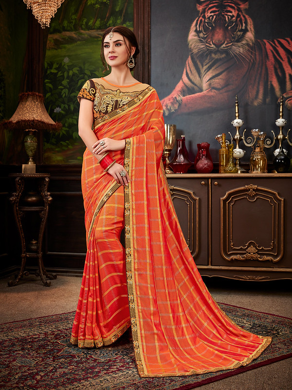 Studio Ayana - Rich, elegant and exquisite. Ayana's Sita Kalyanam saree in Fanta  orange with bottle green is handwoven with podi kattam all over the body in  gold zari. Visit our website