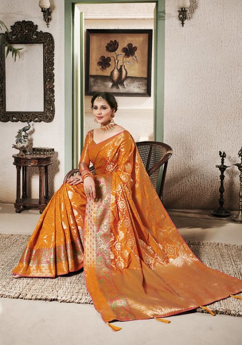 Mustard Silk Jacquard Woven