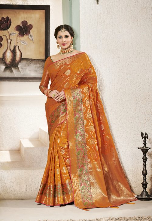 Mustard Silk Jacquard Woven1